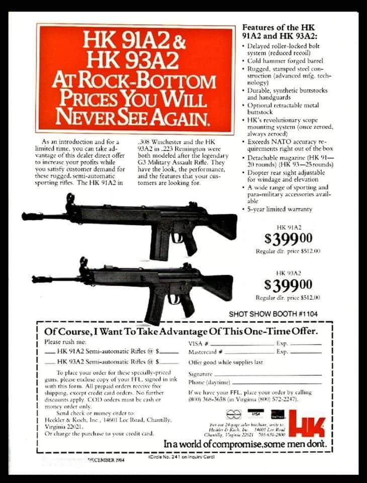 HK91 HK-91 Heckler Koch G3 sporter ad from 1980s