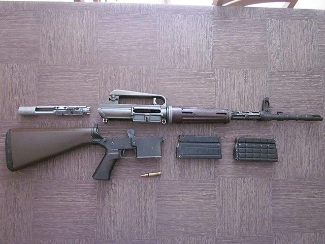 An exploded AR-10