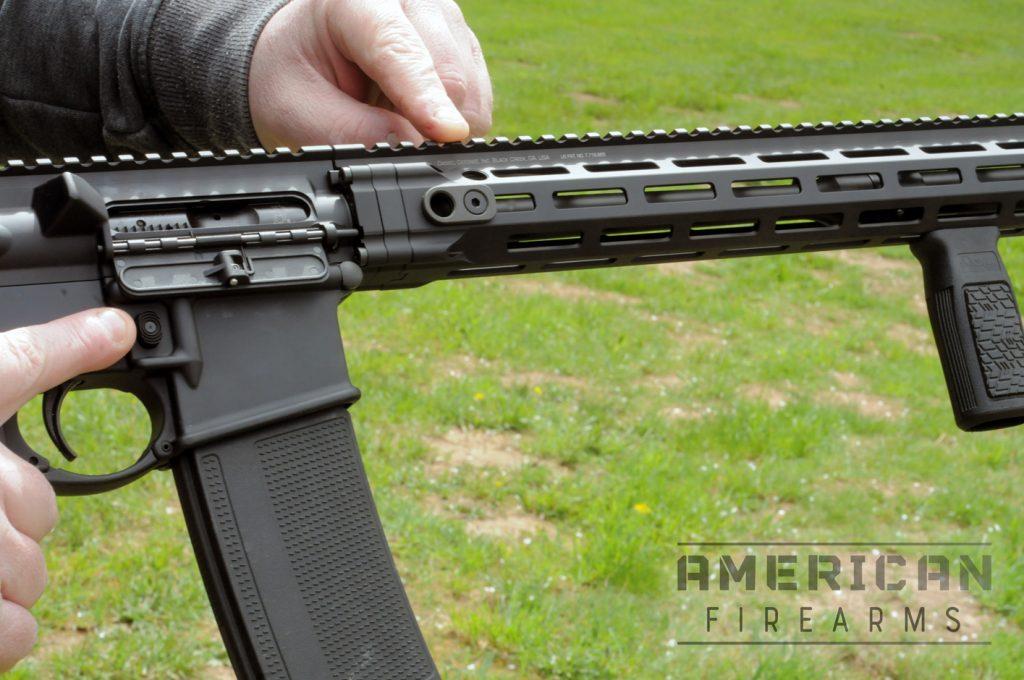 The DDM4 handguard provides multiple QD mounting holes.