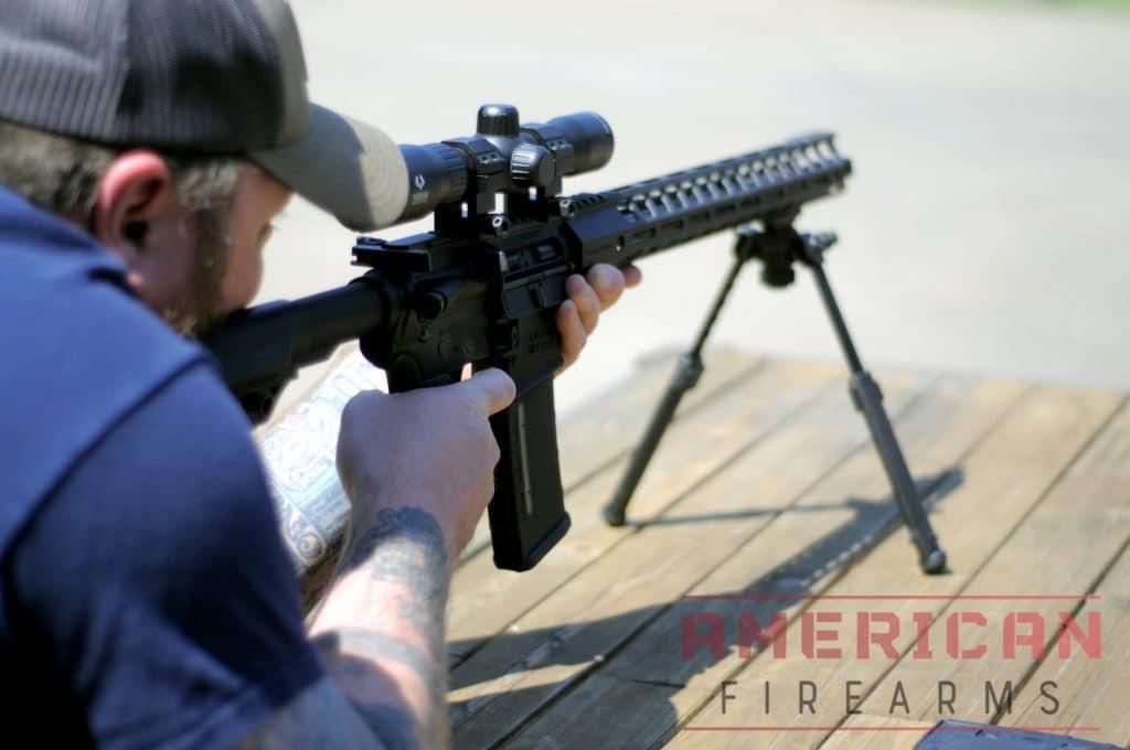 Shooting with the Magpul Bipod is a really nice experience. The legs are a touch thin though, and can splay when you lean into a shot.