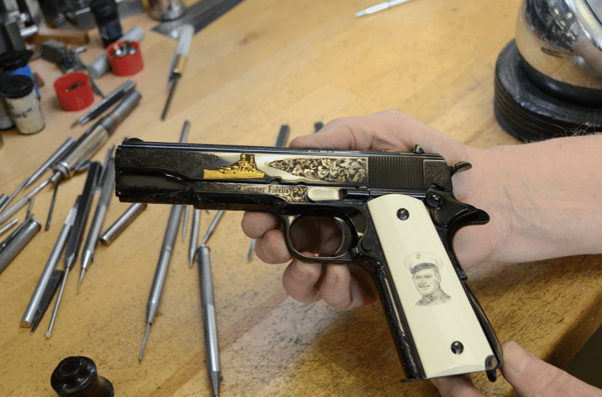 This one-of-a-kind 1911 from the Colt Custom Shop was made to honor a Marine who served on the battleship USS Arizona.