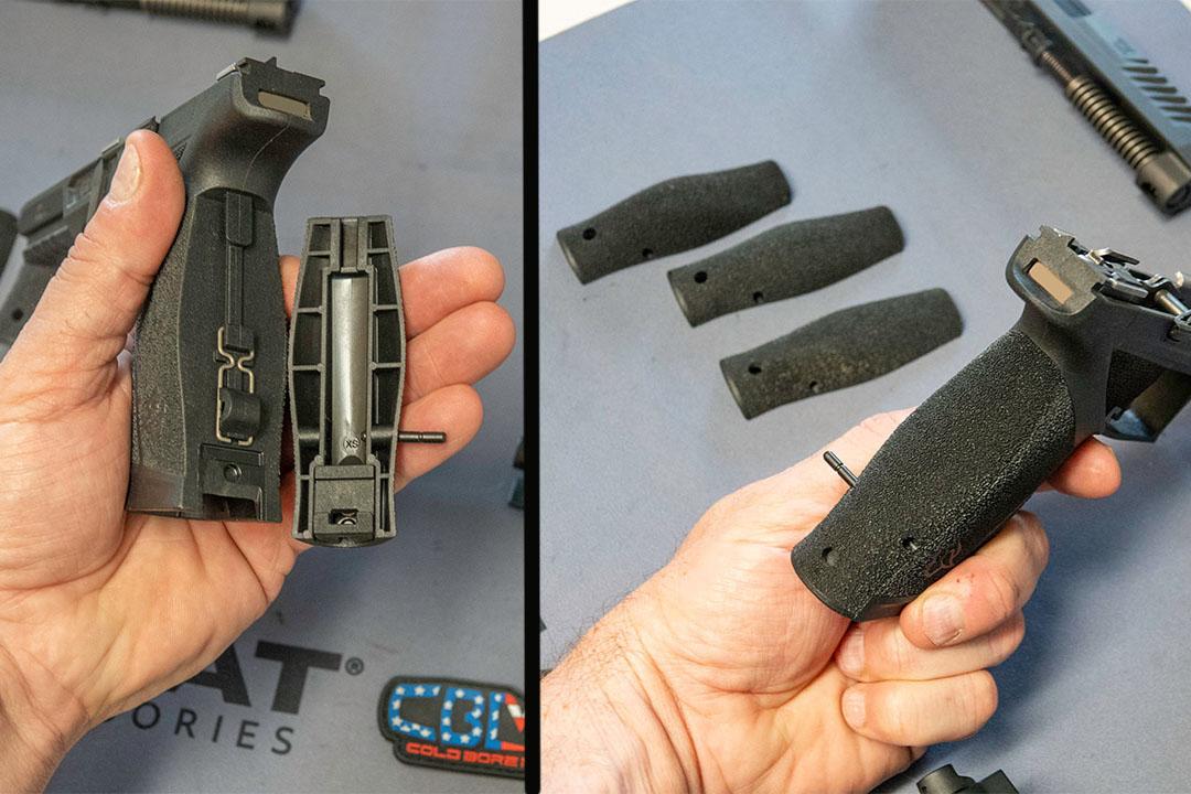 The TX9 offers four backstrap options, allowing different hand sizes to dial in the fit.