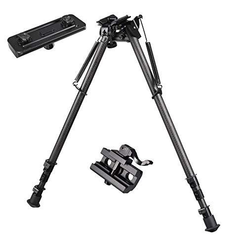 CYBERDAX 13"-27“ Adjustable Length Carbon Fiber Swivel Bipod Heavy Duty with Rail Mount Adapter and Picatinny QD Adapter