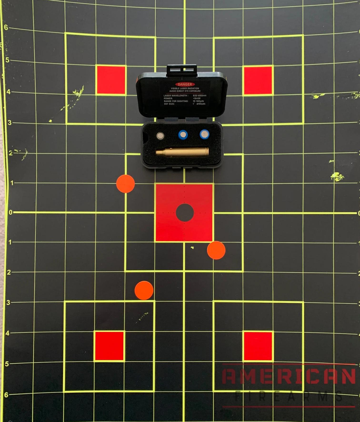 The StrongTools unit was consistently within 2-3 inches of the bullseye, with 4 inches of spread between the various tests (red dots).