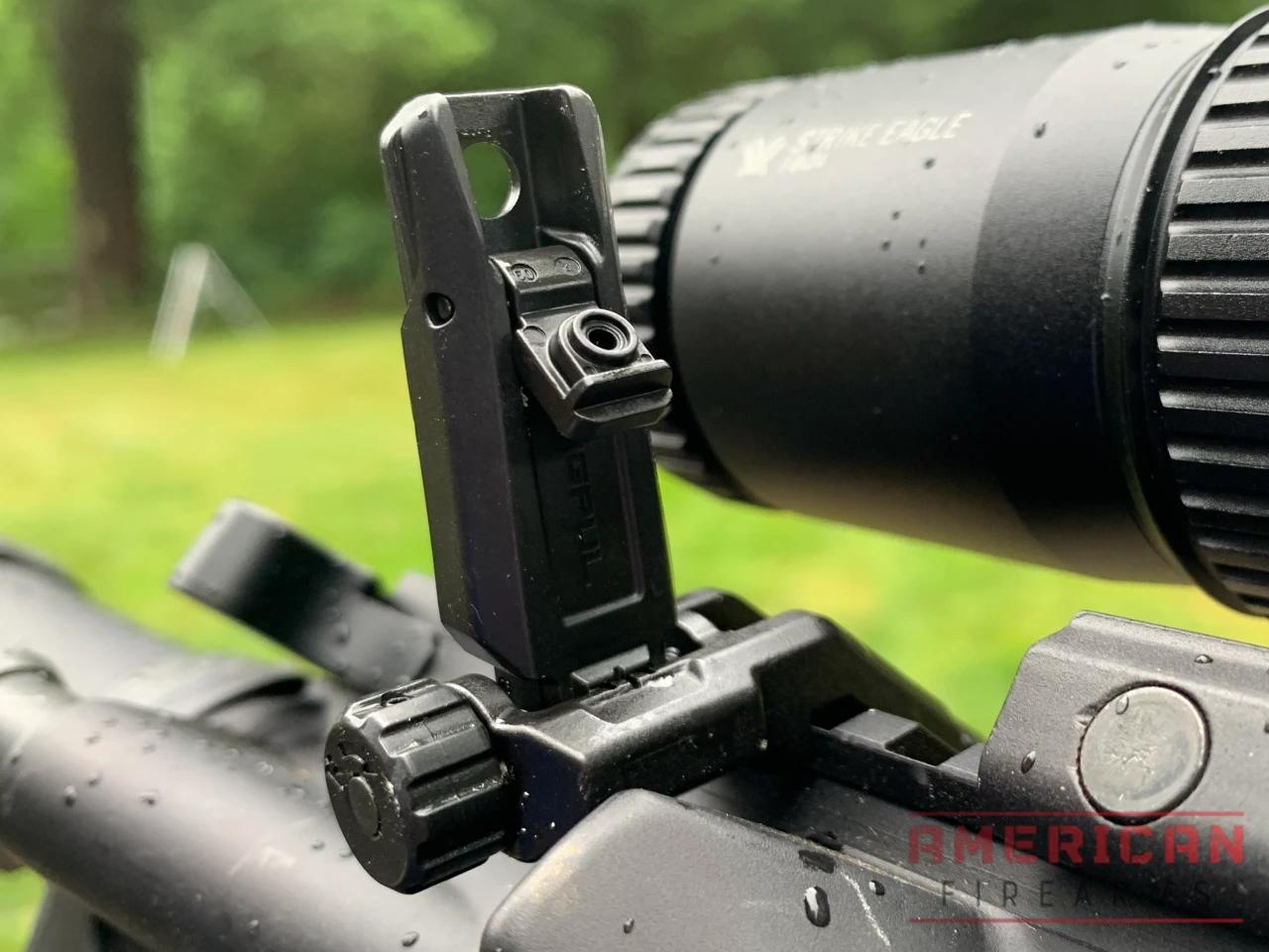 The tighter aperture pops down and out of the way with the MBUS Pro Offsets.