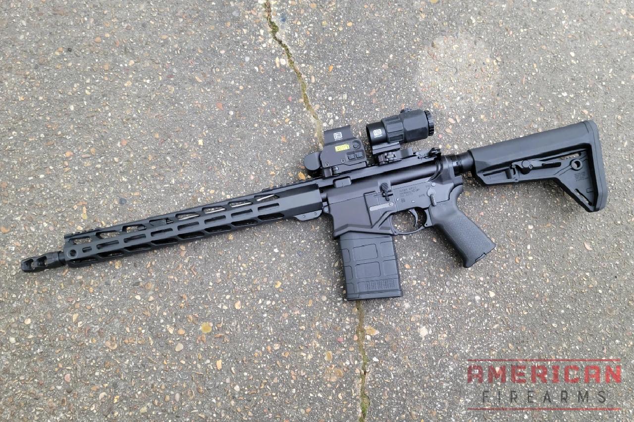 While not an AR-15 in the classic sense, the SFAR is smaller and lighter than most AR-10s -- making it nearly the same size as a traditional 5.56 caliber AR-15.