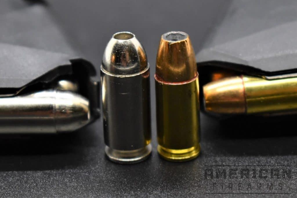 Here you can see the relative difference in the case heights and diameters between the .40 S&W (left) and 9mm (right). These small differences have a significant practical impact.
