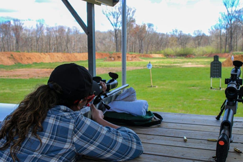Shooting long distance with a bolt action rifle.