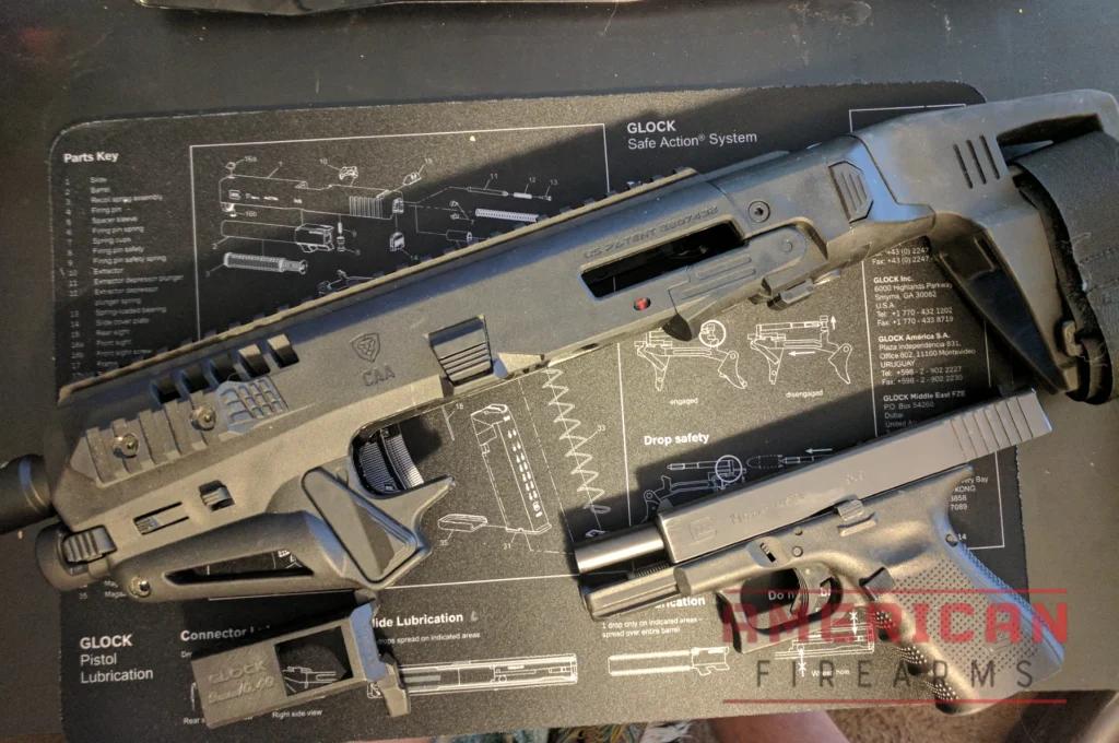 9mm pistols, like the Glock 19, have such tremendous aftermarket support you can even find conversion kits that enable you to transform them into PDWs.