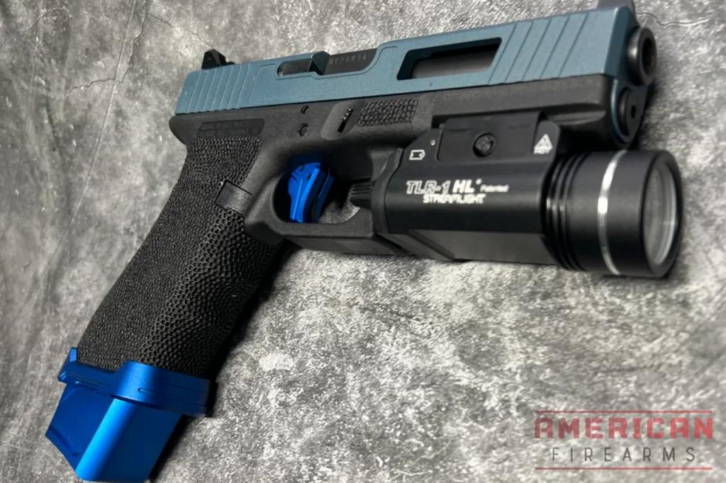 The TLR-1 fits about perfectly on my full-size Glock 17.