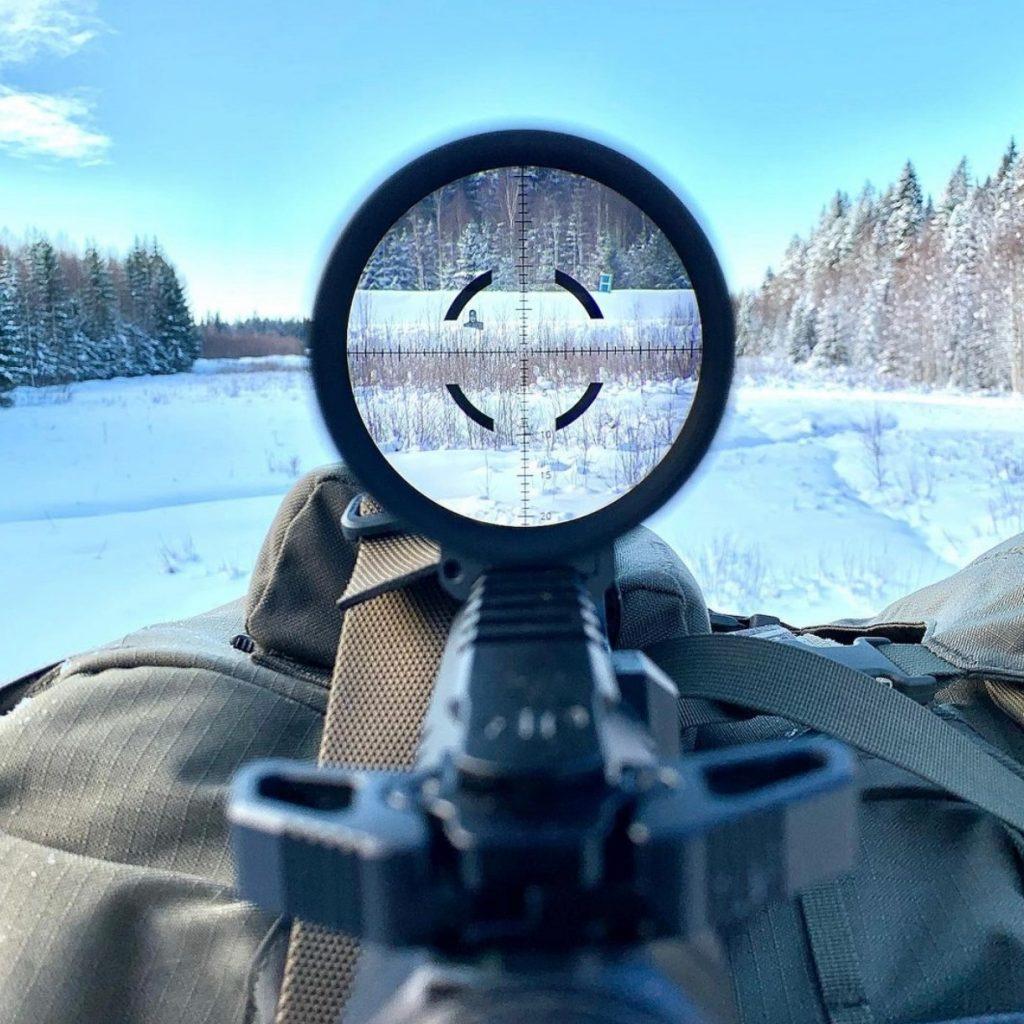 The Credo reticle at magnification.