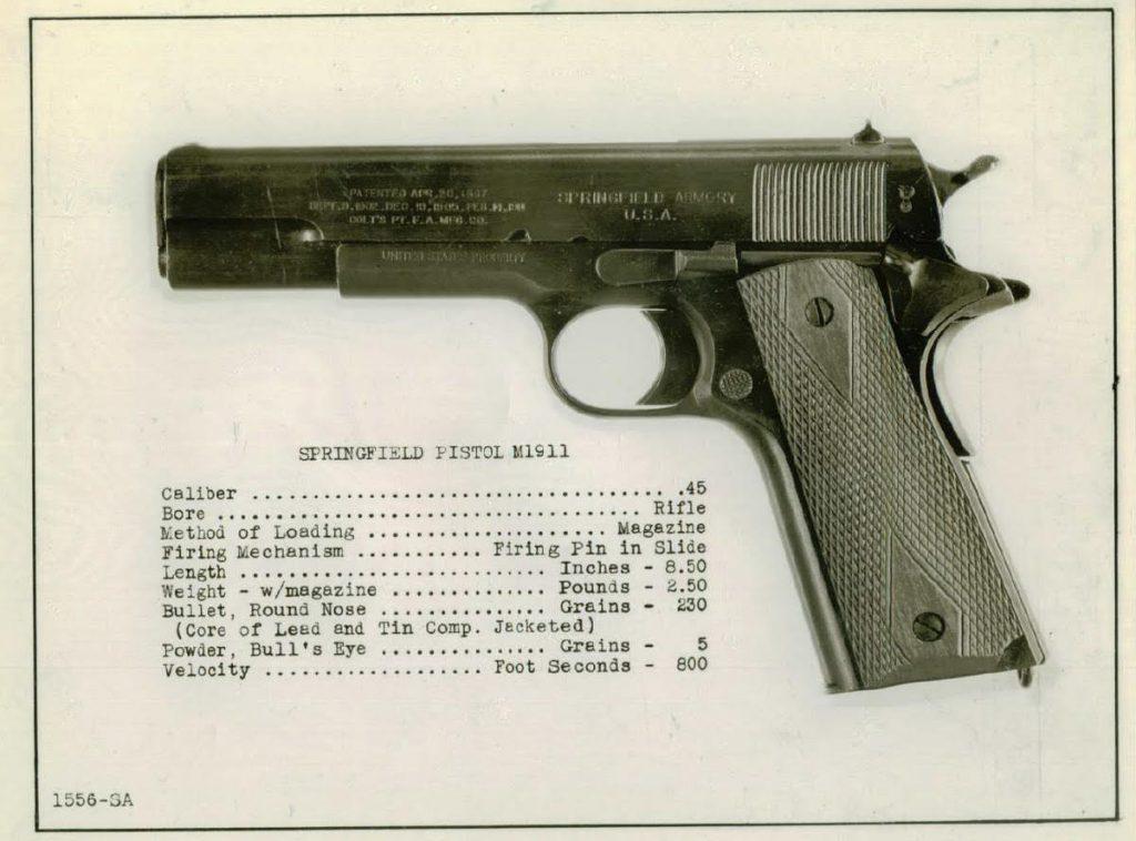 The basic M1911, supplemented by the M1911A1 after 1927, was the standard U.S. military sidearm for 75 years and is still a functional classic. (Photo: Springfield Armory National Historic Site).