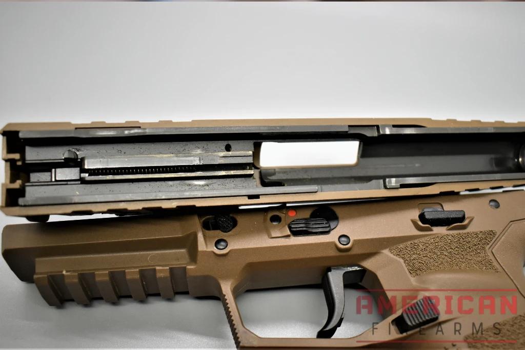 FN Five-seveN slide is a unique mix of steel overlaid with polymer.