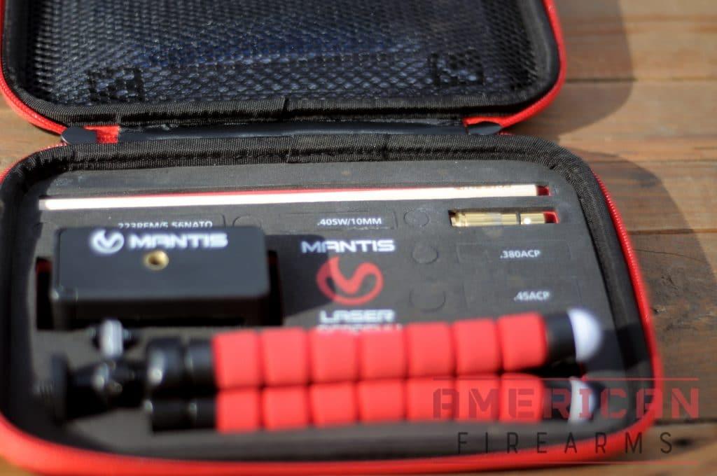 The cartridge and smaller tripod are self-contained in the carrying case.