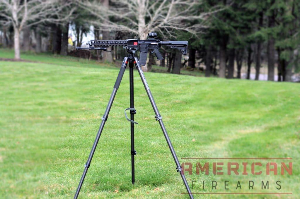 BOG's Deathgrip tripod is super versatile -- it's clamp system works with rifles, crossbows, spotting scopes, and cameras.