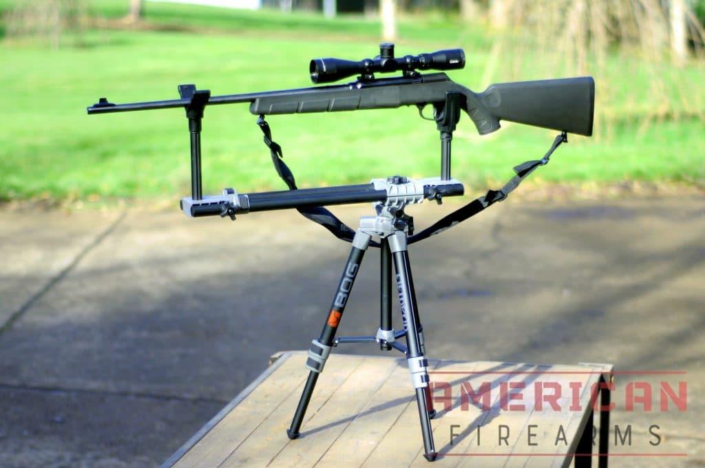 The FieldPod gives you a stable platform when you're seated or prone. In my tests it supported both full-sized long rifles and adjusted down to support my 4-inch barreled PCC without incident.