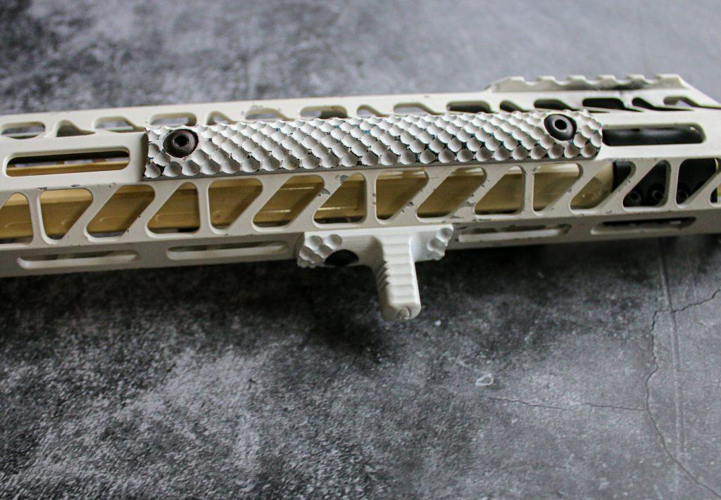 A hand stop is a small indicator on the handguard which helps you consistently find the same hand position.