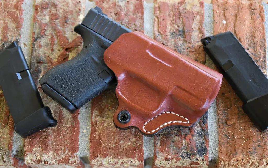 Glock G43 in leather holster