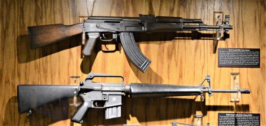 The AK/AKM, along with the Chinese-made Type 56. Note the cleaning rod.