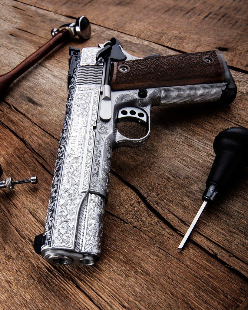 S&W offer an engraved version of their SW1911, giving it a decidedly custom quality.