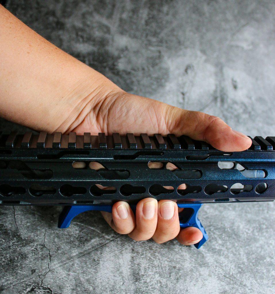 A c-clamp grip is much easier with an angled foregrip.
