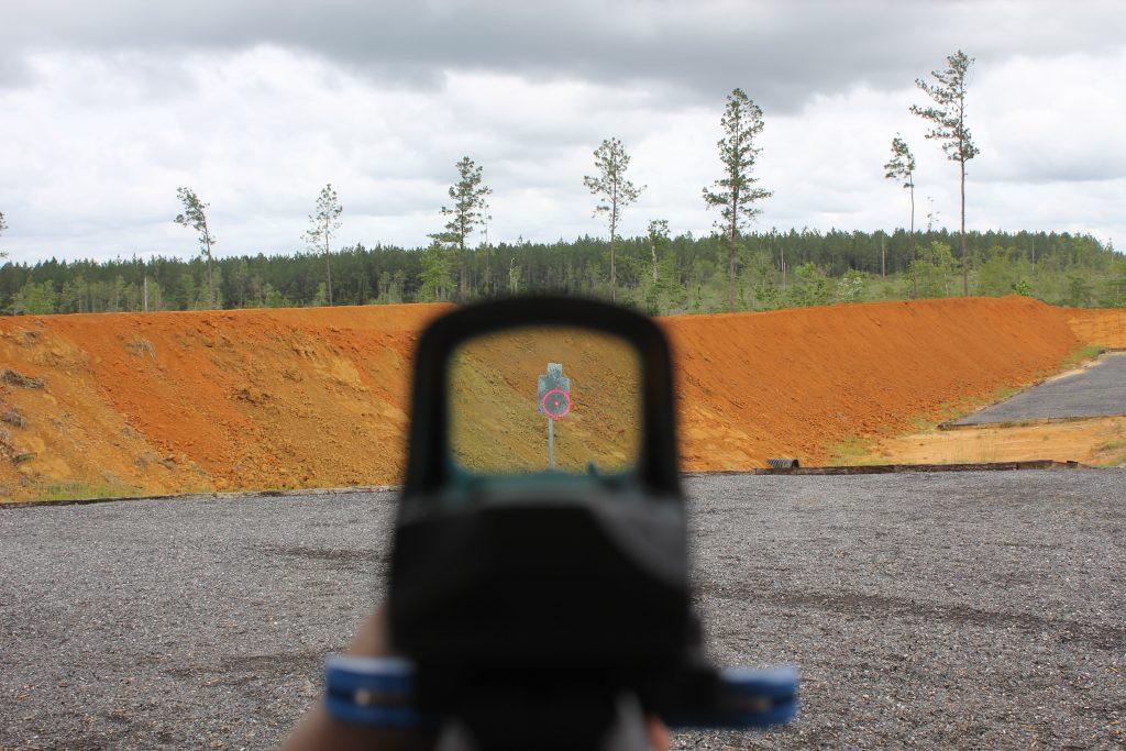 The 510c at 50 yards. Note the use of the "Southern" line for the CQB hold.