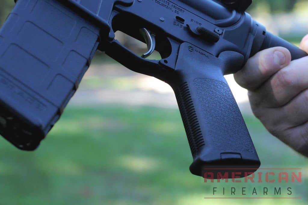 The PSA PA-15 Grip uses a Magpul MOE, which is more than adequate of not particularly special.  