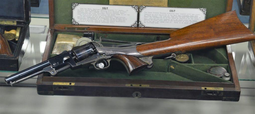 A Third Model Colt Dragoon, one of the earliest concepts of a “pistol caliber carbine”