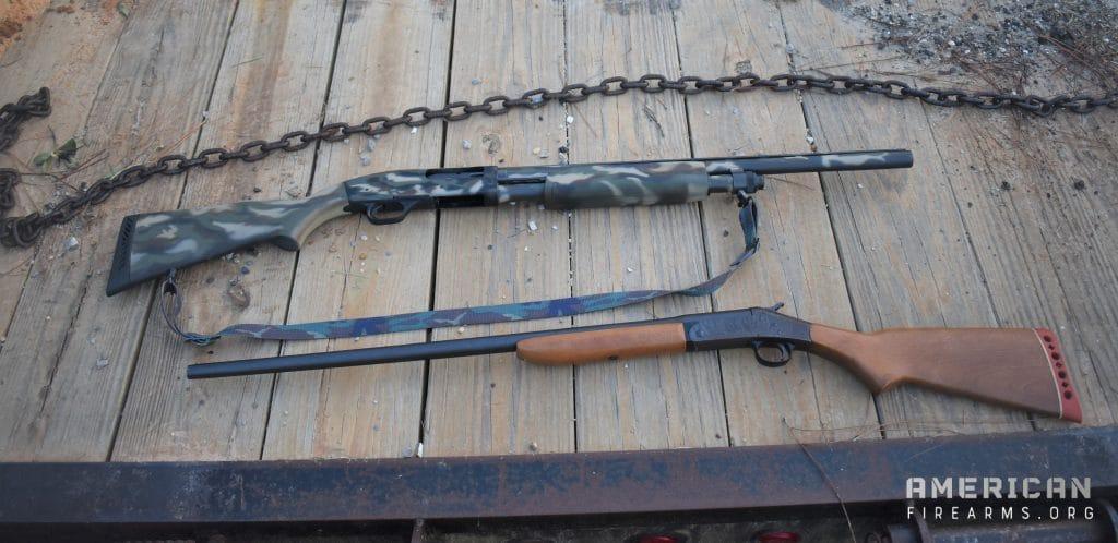 Pump action and single-barrel shotguns look and function differently, but are both effective tools.