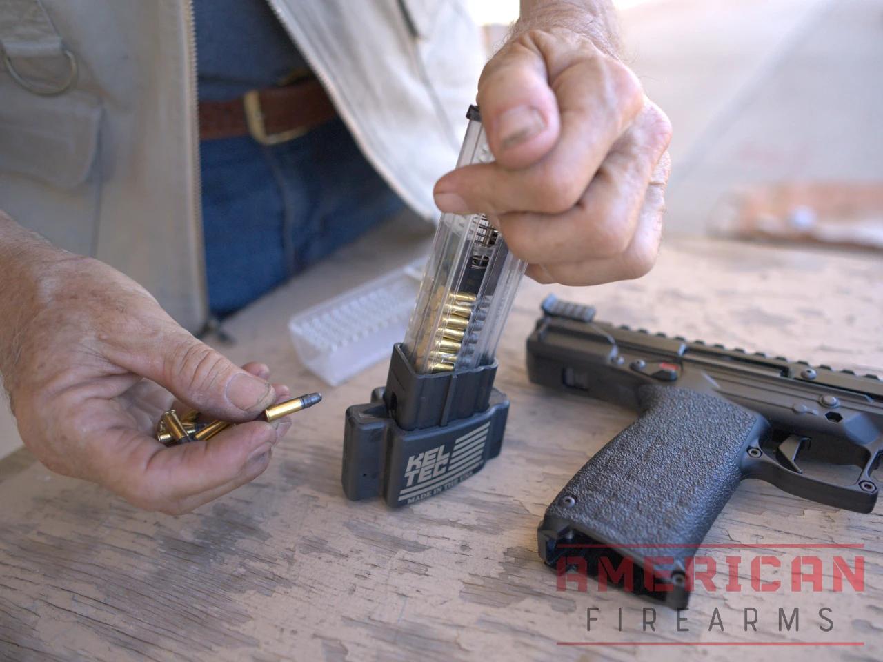 Loading the 33-round magazine is much improved with the use of KelTec's speed loader.