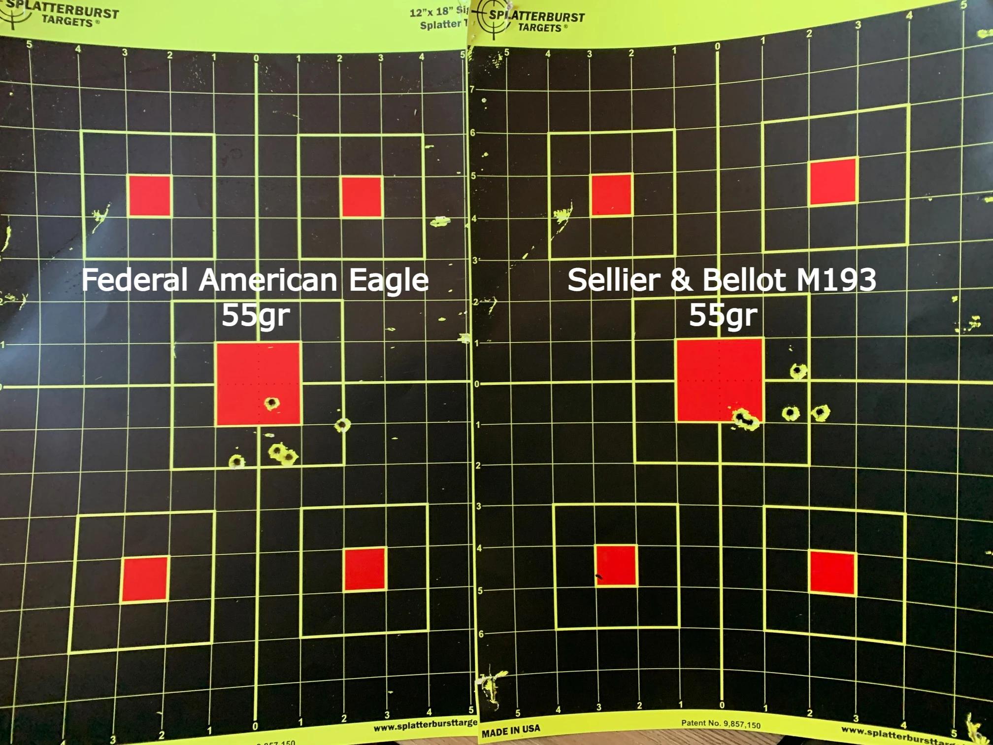 Both being M193 rounds I didn't expect much difference, but the Sellier & Bellot was touch tighter.