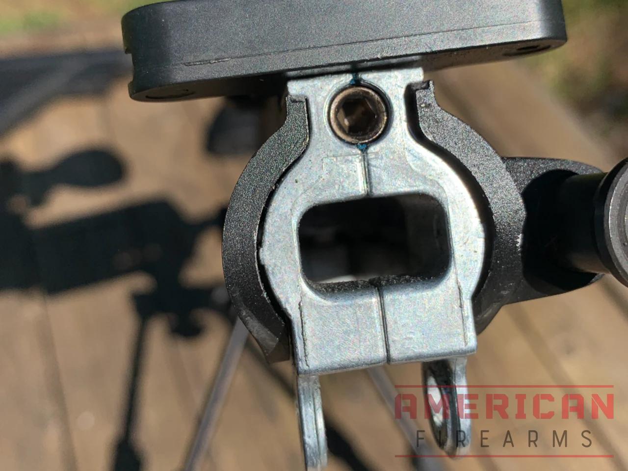The hex adjustment screw allows you to set the bolt speed for high-velocity ammo. 