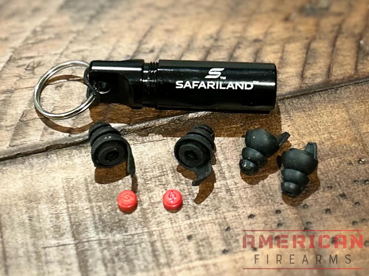 The Safariland Pro Impulse and its case, tips, and filters removed from the tips.
