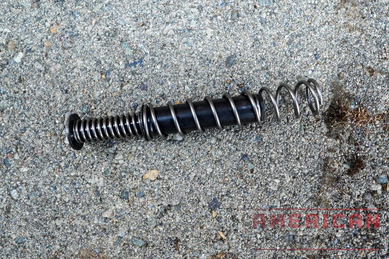 The dual recoil spring assembly creates staged compression to help mitigate the recoil impulse