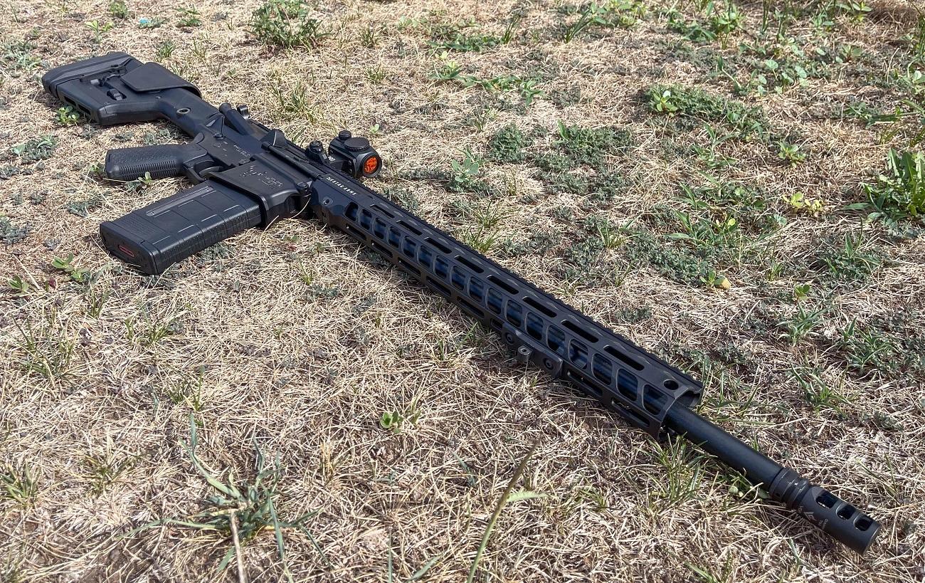 Thirdly, most AR-10s have longer barrels, exceeding 16″, like this Stag 10 Markman with its 22" barrel.