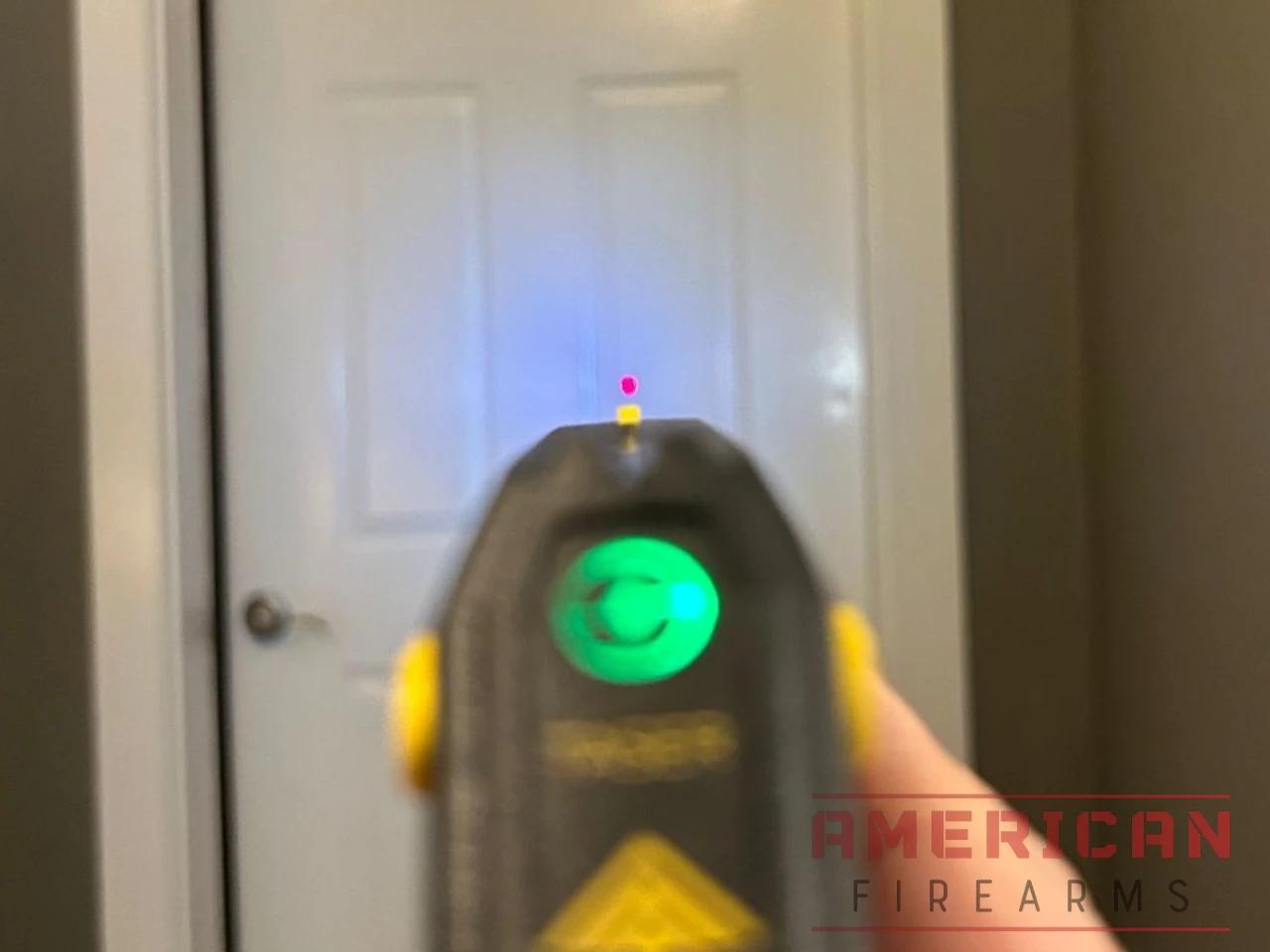 The laser is well aligned to the sights, especially at 10-15 feet.